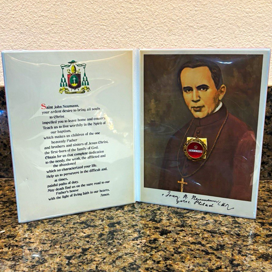 St. John Neumann Christianity Holy Card with Relic and Prayer Text