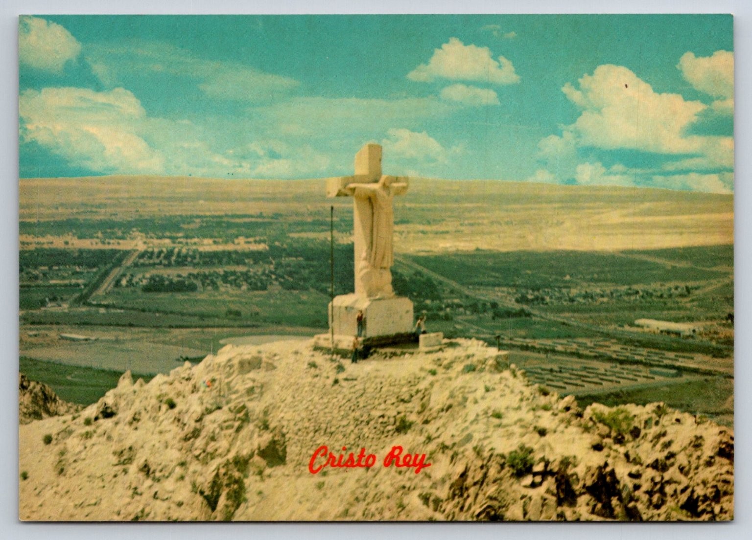 Cristo Rey Christ Statue Postcard El Paso Texas / Mexico Dexter Press Chrome