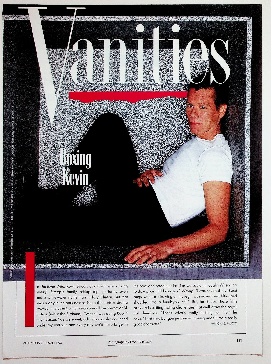 Kevin Bacon Vanity Fair Vanities Magazine Page Article 1994 The River Wild
