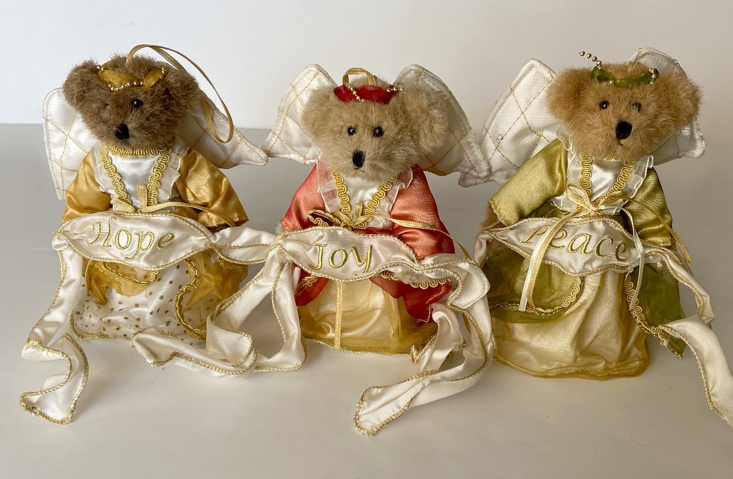 Boyds Bears Angelbless Peace Hope Joy Set of 3 Angel Ornaments Retired w/ Tags