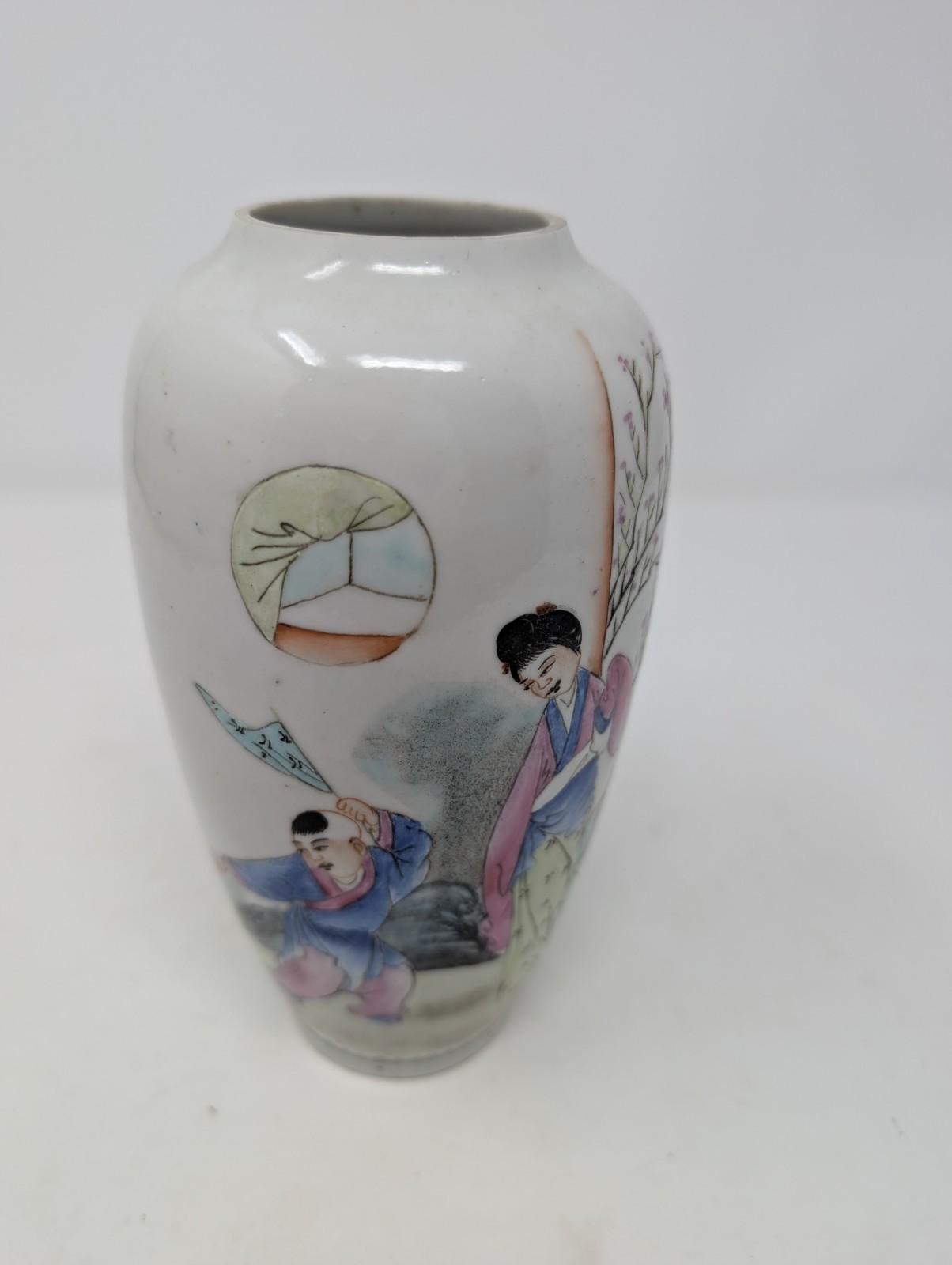 Vintage Chinese Porcelain Vase With Hand-Painted Figures