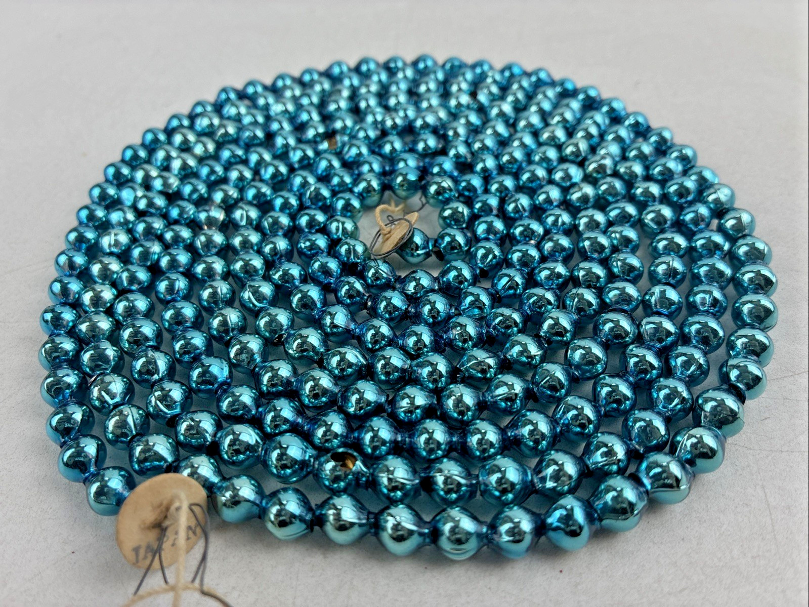 7 ft Vintage BLUE Mercury Glass Beaded Christmas Garland Strand ~ JAPAN