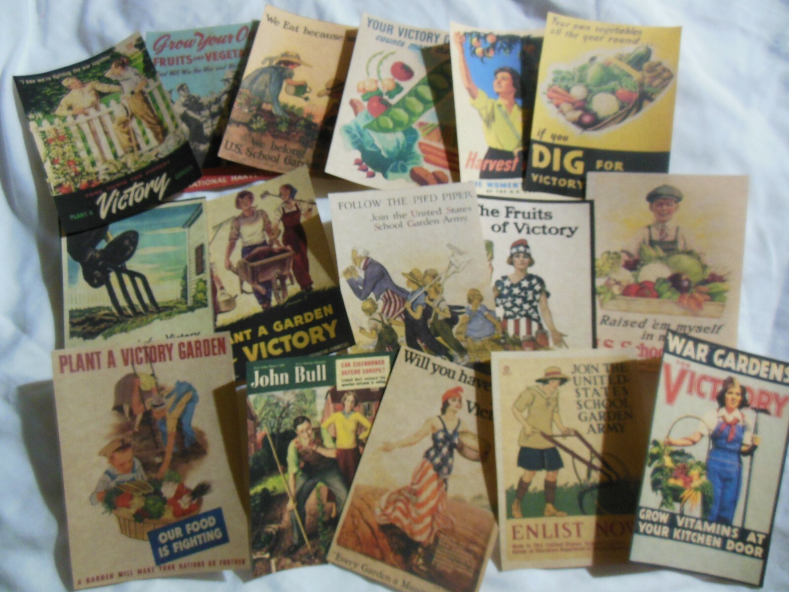 Set of 16 LARGE Victory Garden WWII images taken from 1940\'s war garden posters