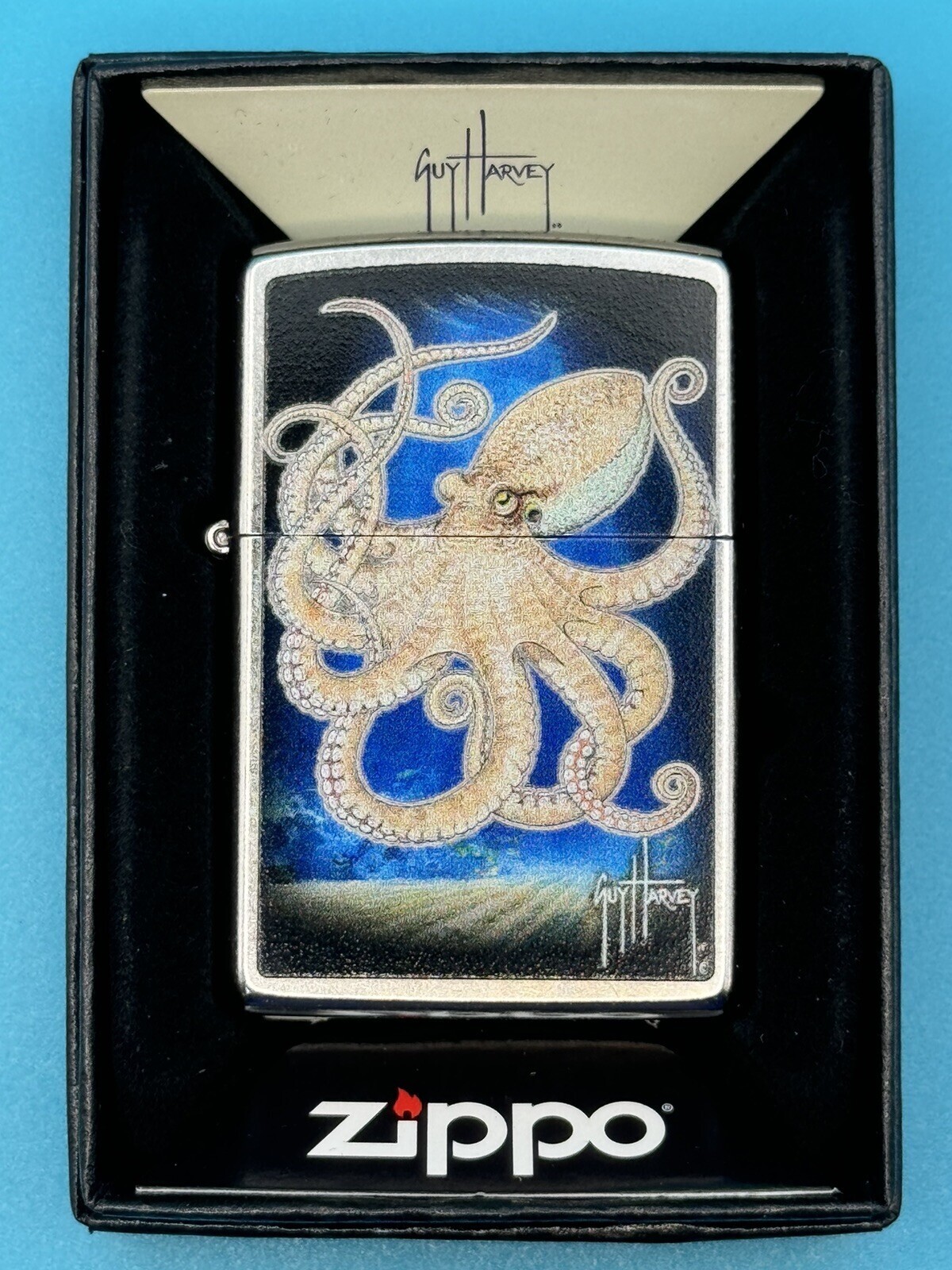 Guy Harvey Octopus Chrome Zippo Lighter NEW 46729 Guy Harvey Octopus Chrome Zippo Lighter NEW 46729
