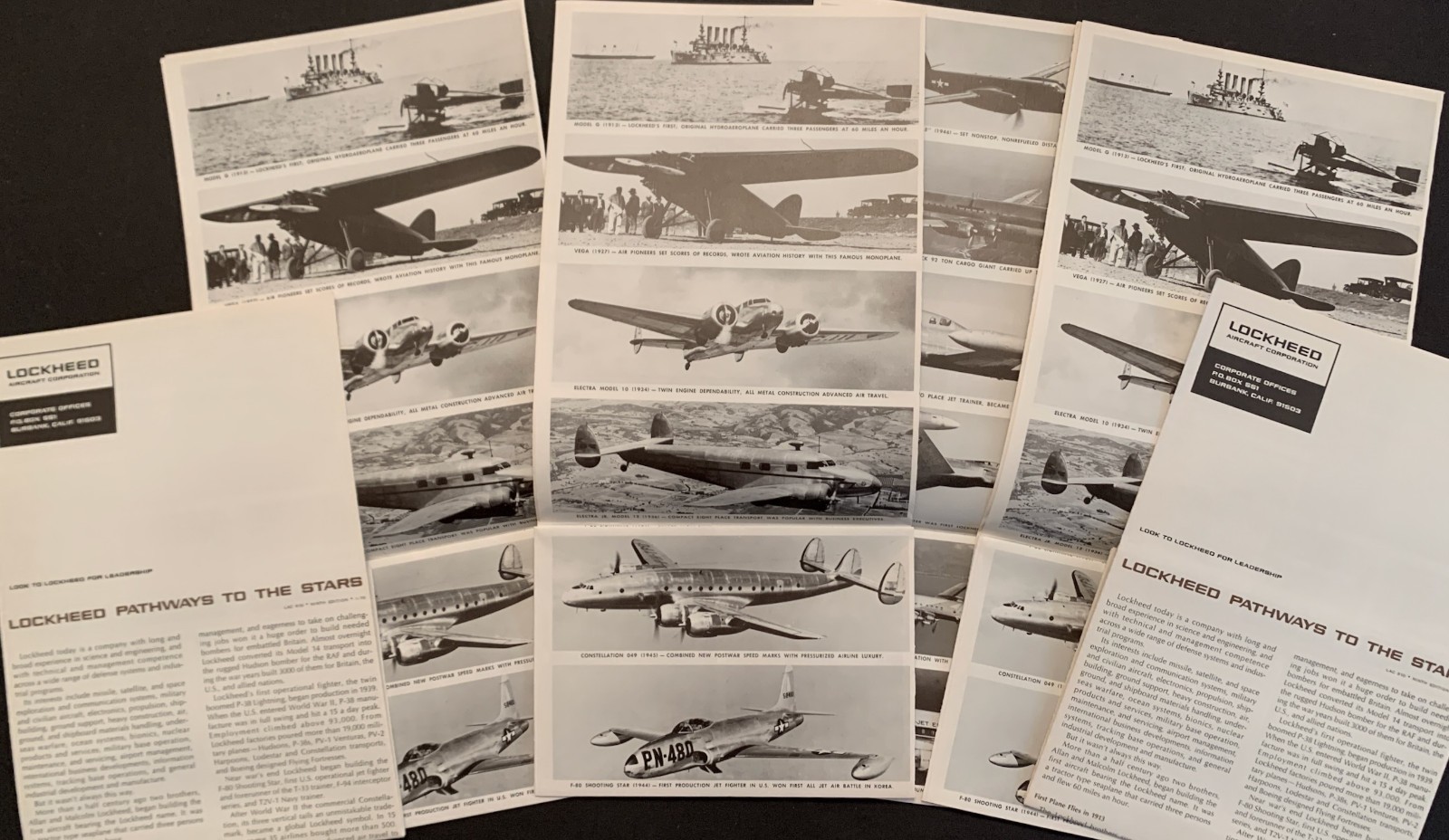 Lot of 6- Lockheed 1970 Pathway to the Stars Airplane Helicopter Rocket Brochure