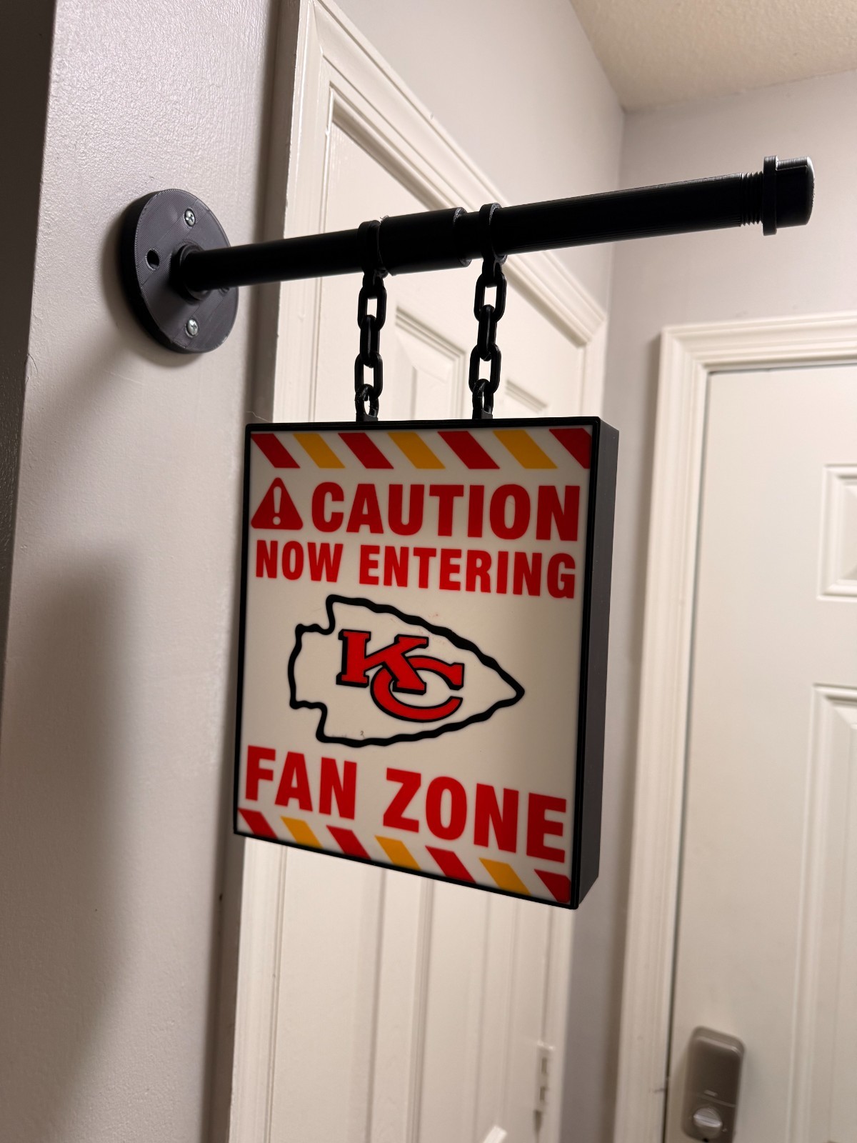 Caution – Now Entering Fan Zone Hanging Sign