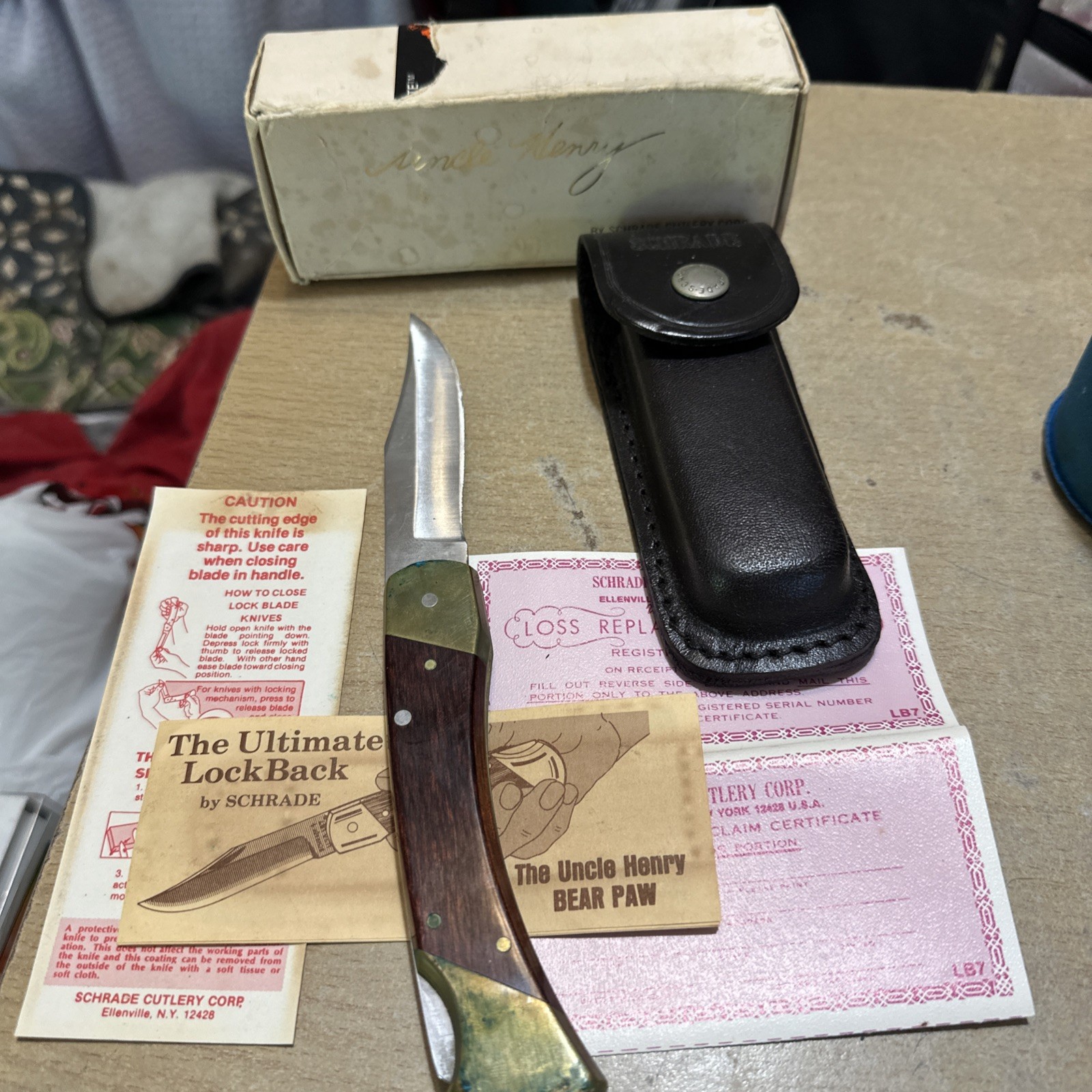 Vintage Uncle Henry Schrade LB7 USA Lockback Knife, Sheath, Box & Papers incl. Vintage Uncle Henry Schrade LB7 USA Lockback Knife, Sheath, Box & Papers incl.