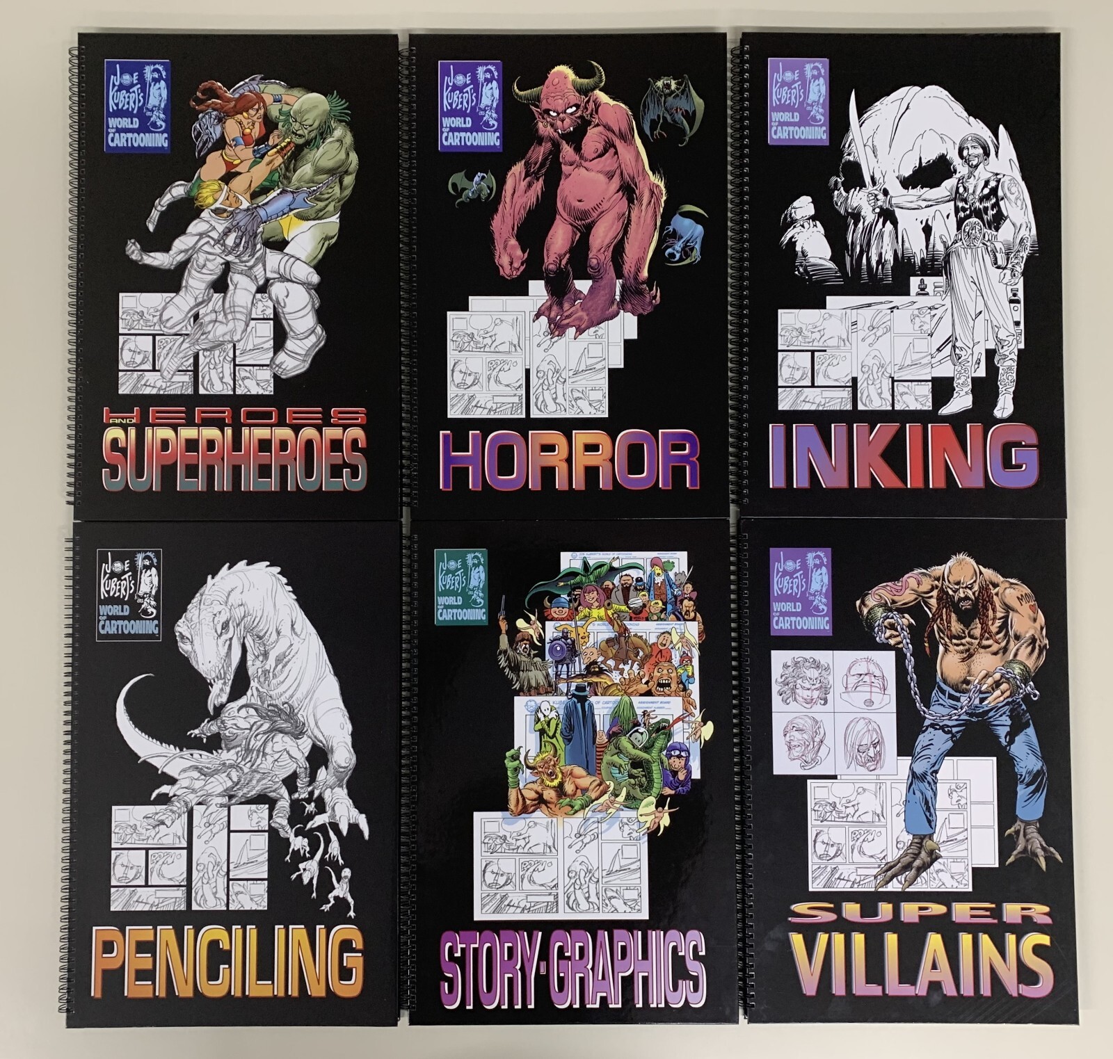 Joe Kubert\'s World Of Cartooning 6 HC SET - Heroes Villains Penciling Inking + 2