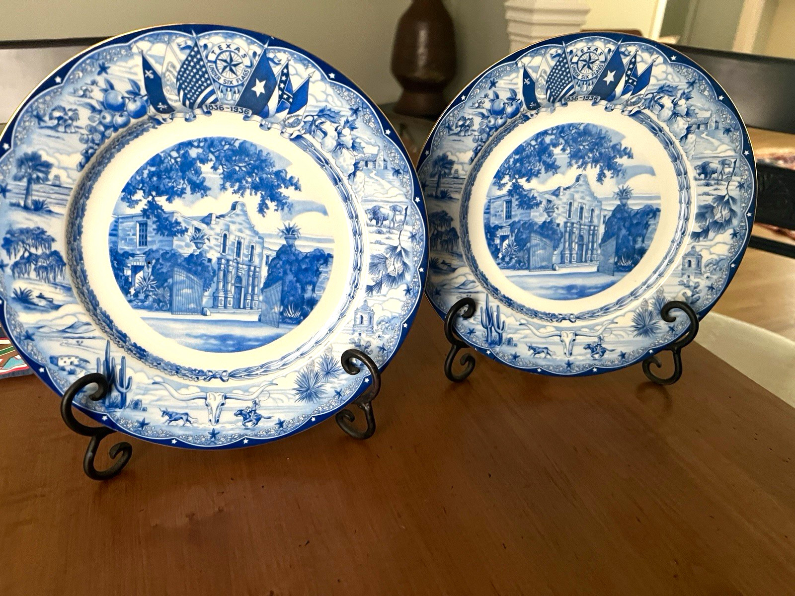 Two (2) The Alamo Collector Plates,  Ceramic ,1936 Texas Centennial.