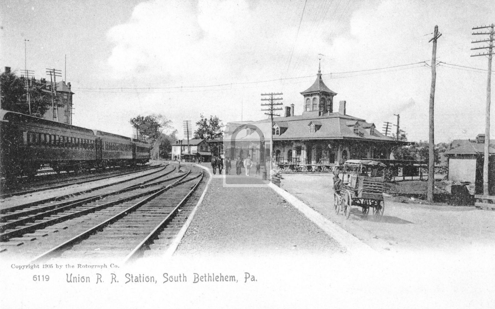 1905 Railroad Train Station Depot South Bethlehem Pennsylvania PA - Reprint