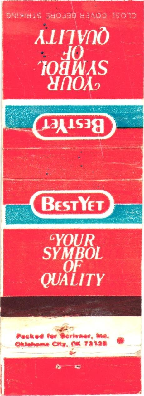Best Yet Oklahoma City OK Vintage Matchbook Cover 1970s-80s Best Yet Oklahoma City OK Vintage Matchbook Cover 1970s-80s