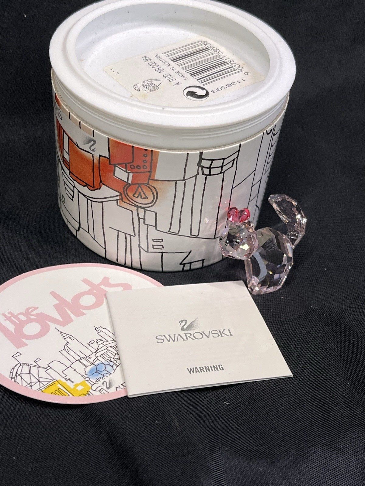 Swarovski Figurine Lovlots House of Cats Katie 1138593 Retired Pink Kitty W Bow