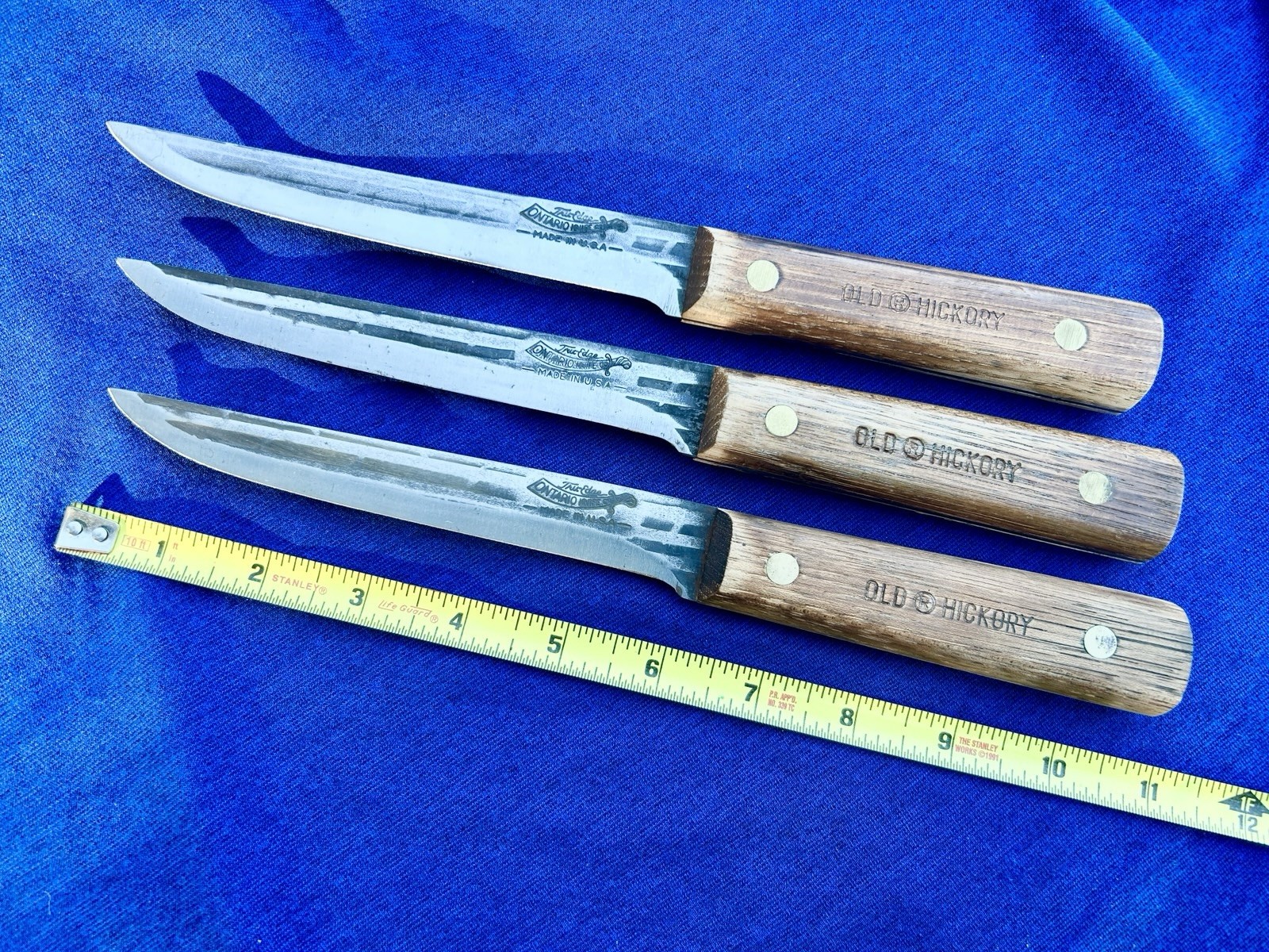 Ontario Knife Company Old Hickory True Edge 6 inch Vintage NOS Three Knives Lot