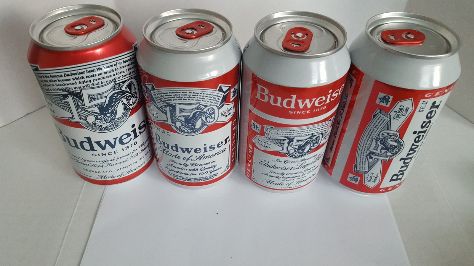 Budweiser -150th Anniversary ThrowBack  FOUR  (4) 12 oz  CANS COMPLETE SET EMPTY