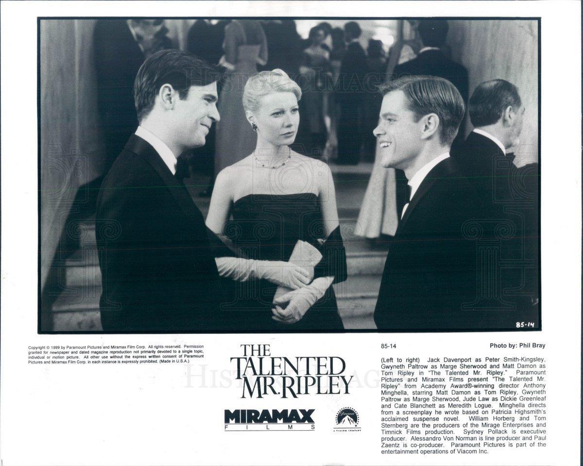 1999 Press Photo Actors Jack Davenport, Gwyneth Paltrow, Matt Damon - rkf1963