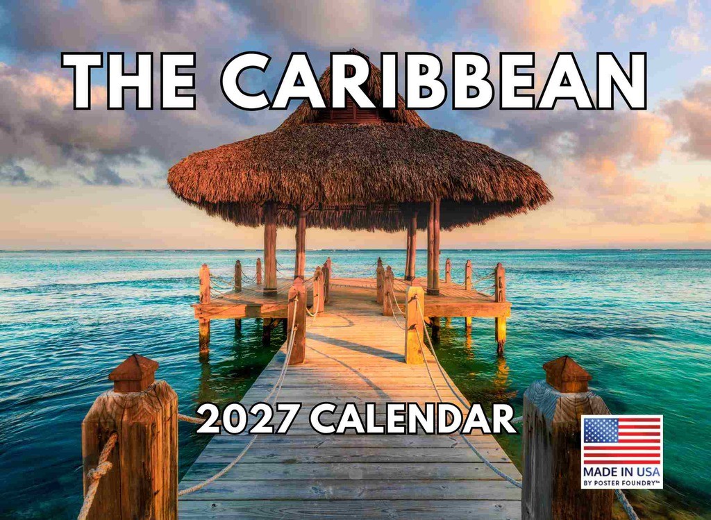 Caribbean Calendar 2027 Tropical Beach Islands Monthly Wall Calender