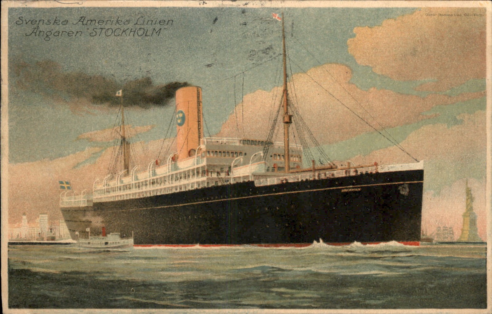 Stockholm Ocean Liner Ship Oscar Broms Ltd. c1920s-30s Vintage Postcard