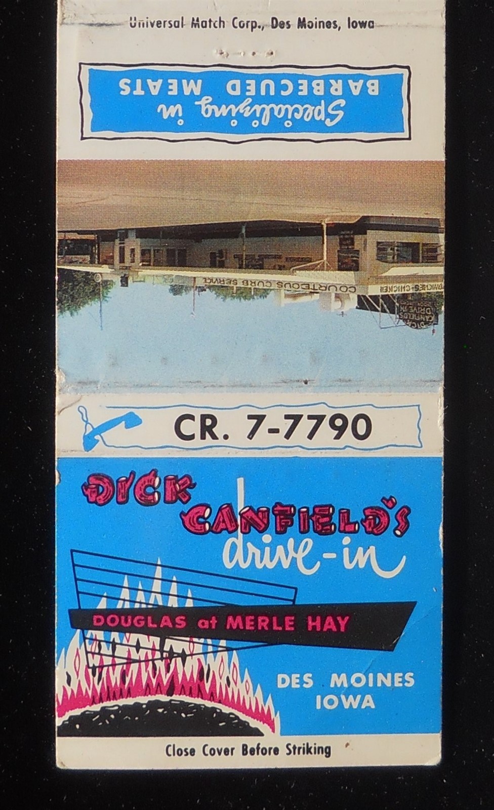 1950s Dick Canfield\'s Drive-In Barbecued Meats Walt Freed Merle Des Moines IA MB