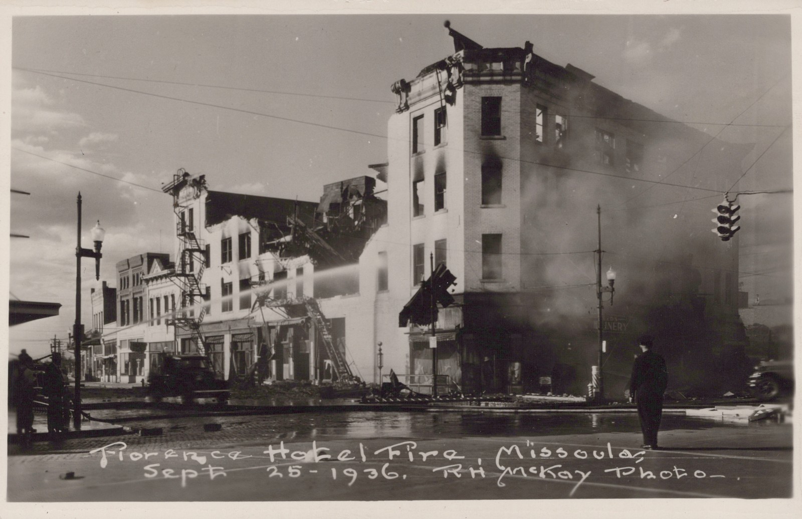 RPPC Florence Hotel Fire Missoula Montana 1936 Real Photo Disaster McKay Photo