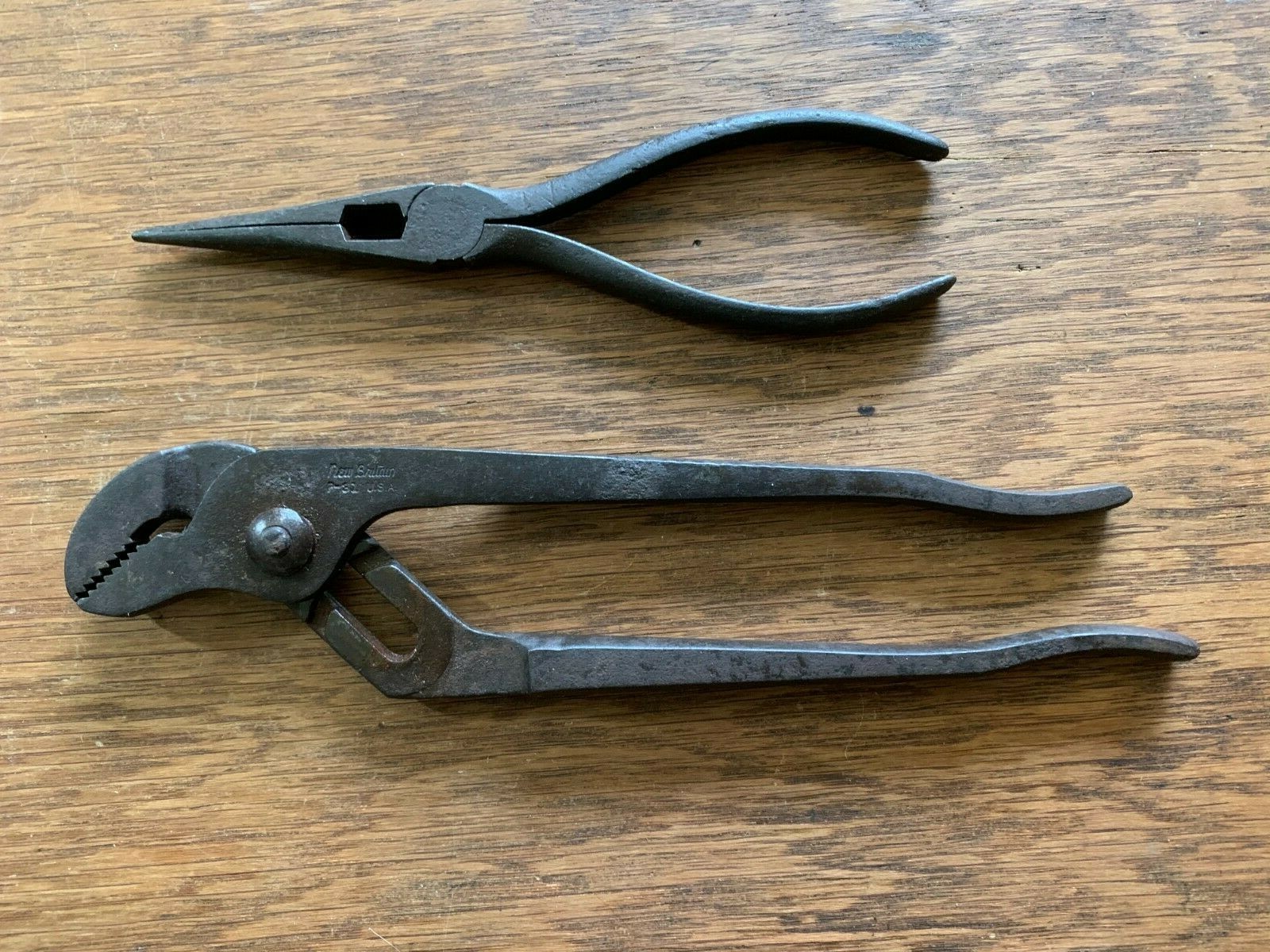 Antique New Britain Machine Company Slip Joint Pliers P-31 + Needle Nose Pliers