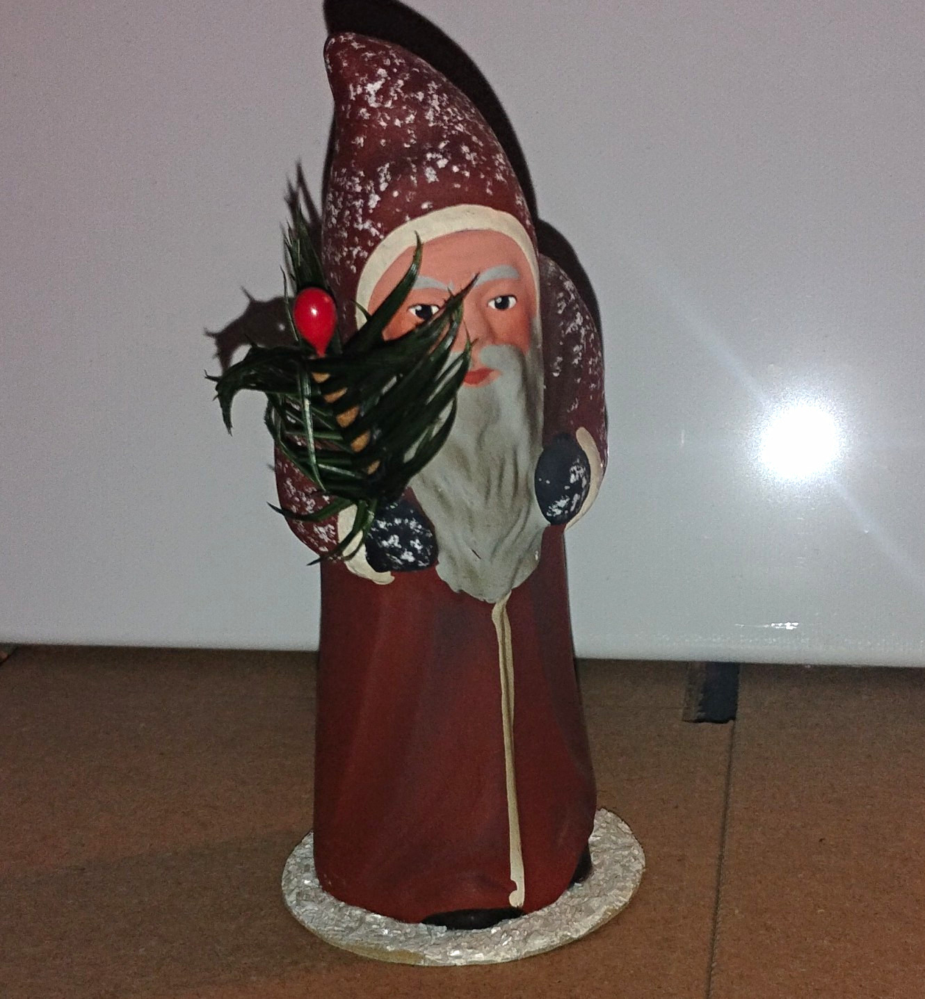 Ino Schaller Papier-Mâché Santa Claus Figurine Hand Painted Signed West Germany