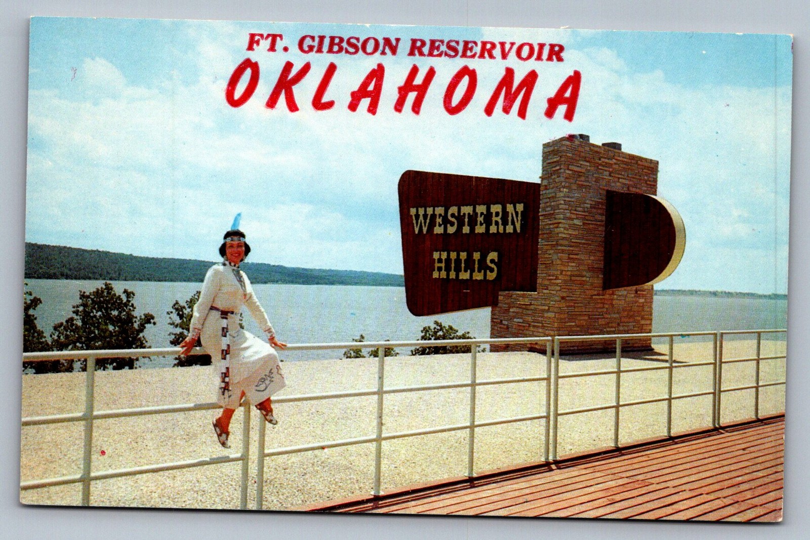 1960s Woman Native Dress Western Hills Ft. Gibson Reservoir OK Postcard
