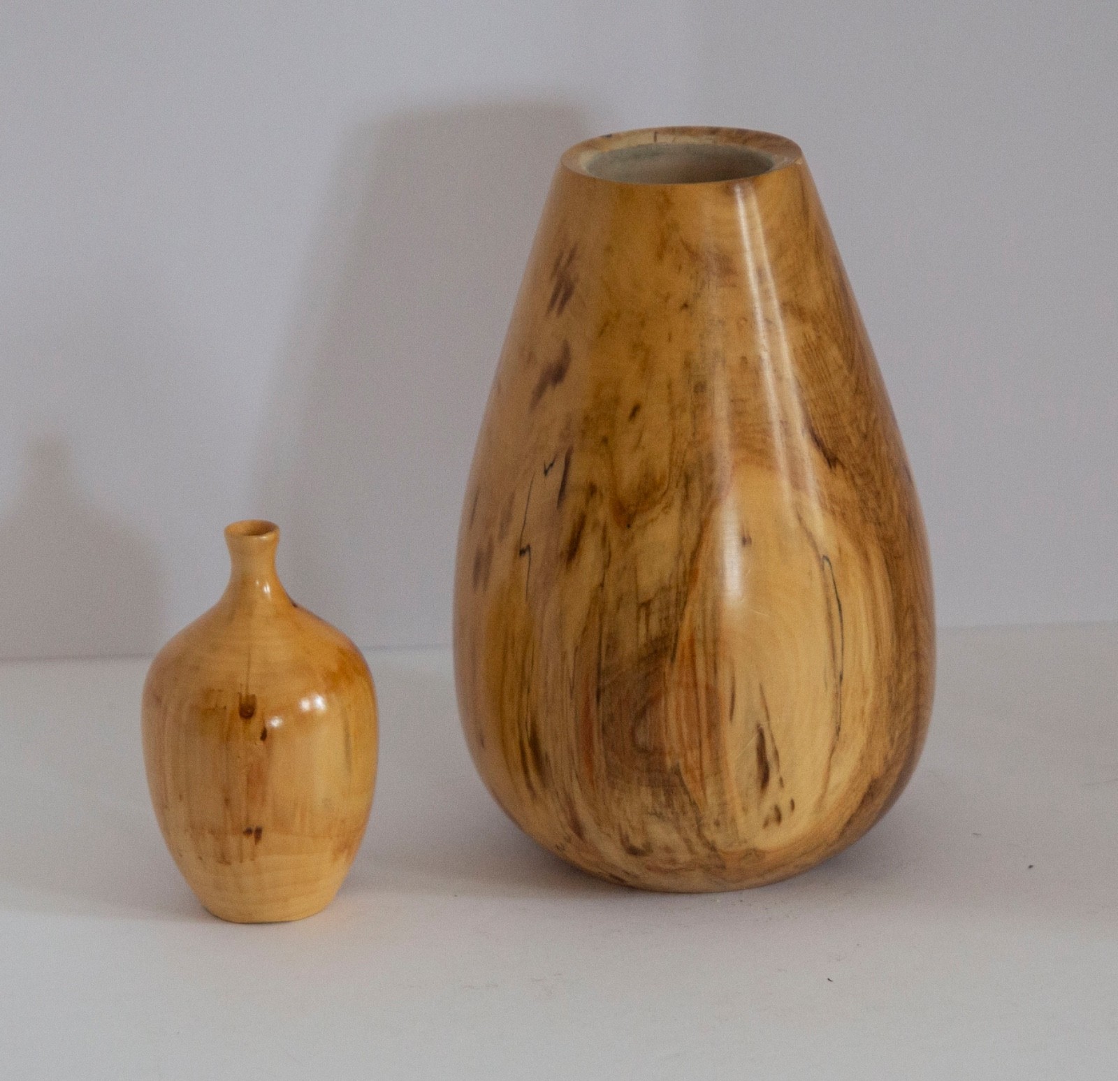 (2) VTG Aspen Hand-turned Wood Vases-6\