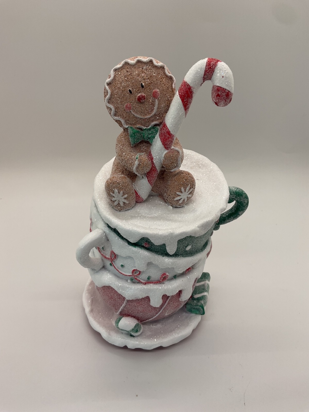 Cracker Barrel Christmas Gingerbread man in stacked cups, resin, glitter Cracker Barrel Christmas Gingerbread man in stacked cups, resin, glitter