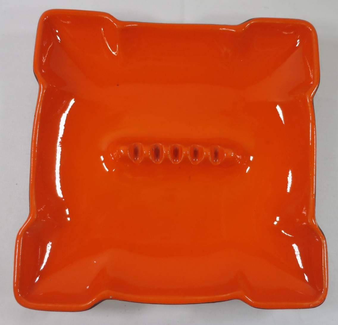 Vintage Large California Pottery Orange Ashtray Square  8007 USA Ceramic