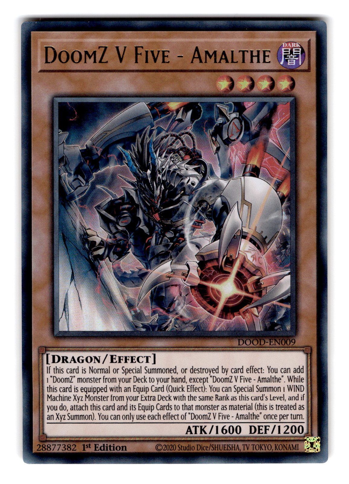 YUGIOH DOOMZ V FIVE - AMALTHE  ULTRA RARE 1ST EDITION NEAR MINT DOOD-EN009
