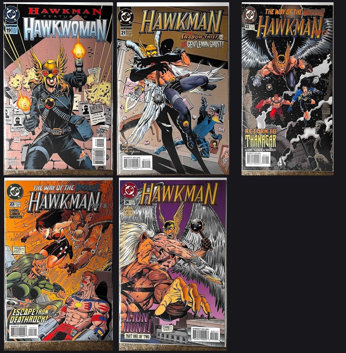 Hawkman #19, 21-24 Comic Book Lot 5 Issues DC 1995