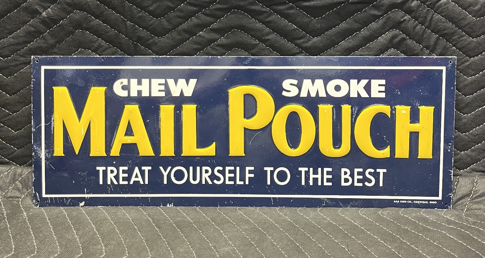Vintage Mail Pouch Tobacco Embossed Metal Sign (7.5 x 21)