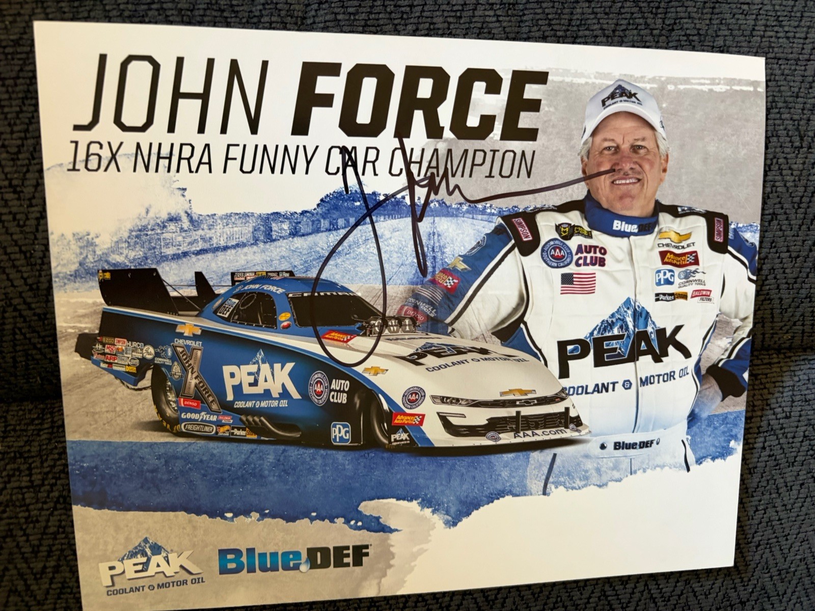 John Force Signed Promo Card Nhra Drag Racing Autographed