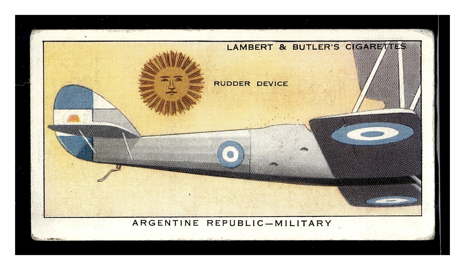 ARGENTINE REPUBLIC MILITARY #1 AEROPLANE MARKINGS 1937 LAMBERT & BUTLER TOBACCO