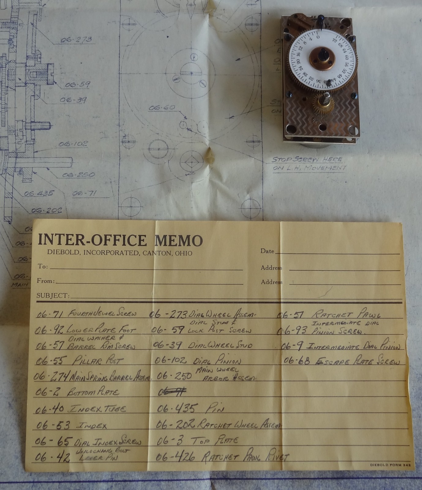 Vintage E Howard Boston Vault Safe Time Lock Clock Diebold Blueprint