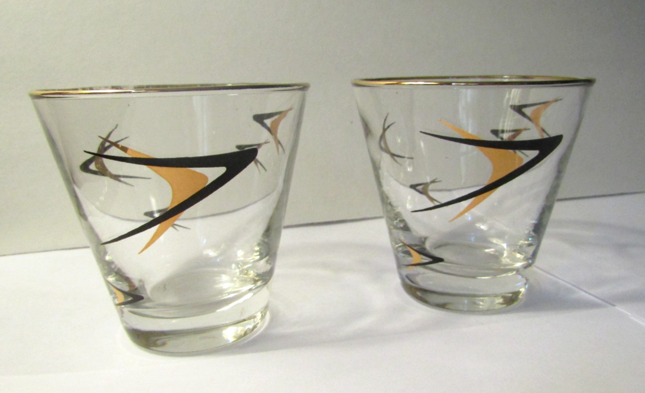 VINTAGE DEALER PLYMOUTH DESOTO 2 ON THE ROCKS LOGO INSIGNIA BARWARE GLASSES