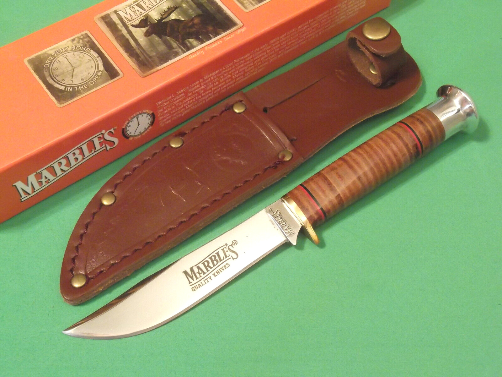MARBLES MR302 HUNTER Stacked Leather fixed blade knife 7 3/4\