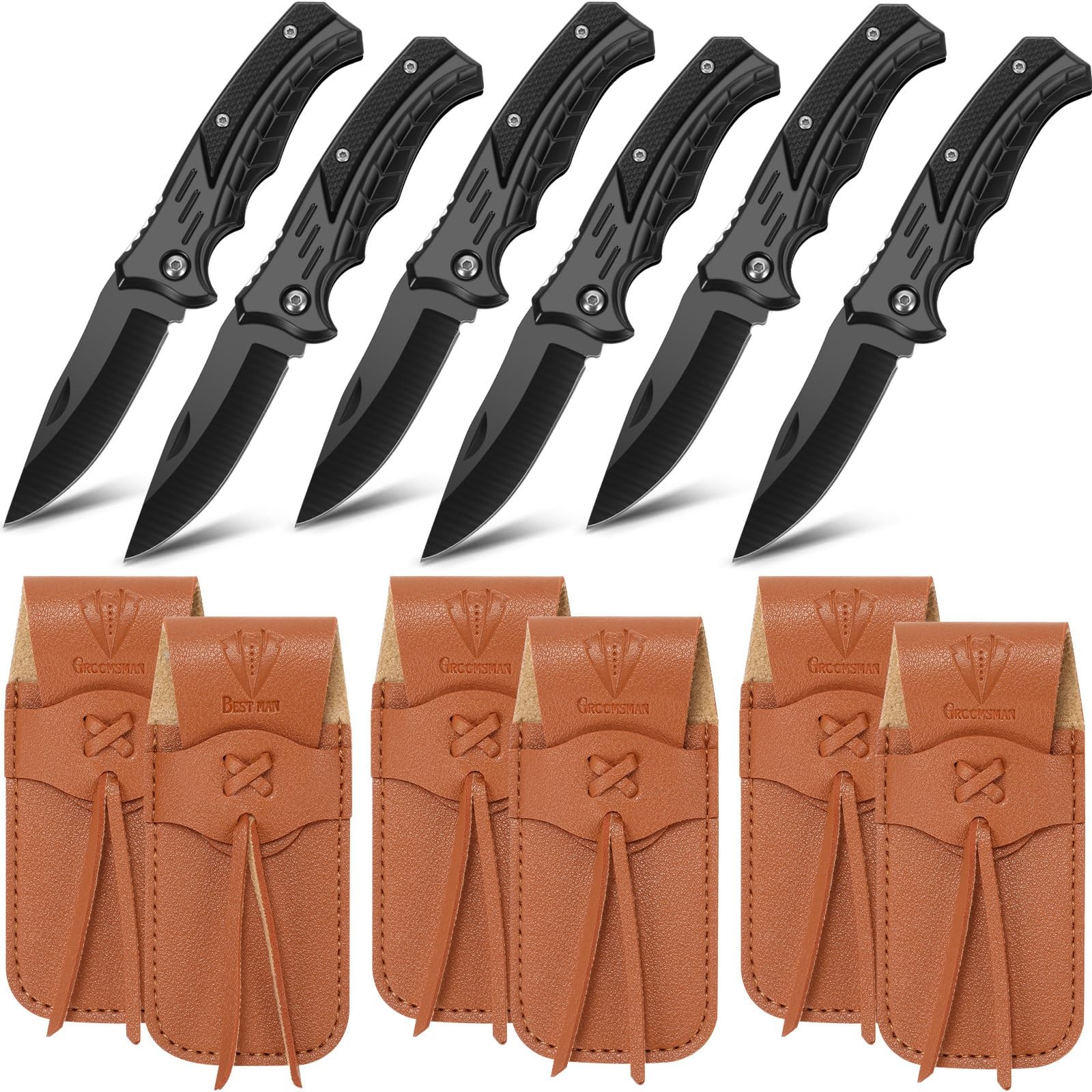 6 Set Groomsmen Gifts Personalized Groomsmen Pocket Knife With Leather Sheaths M 6 Set Groomsmen Gifts Personalized Groomsmen Pocket Knife With Leather Sheaths M