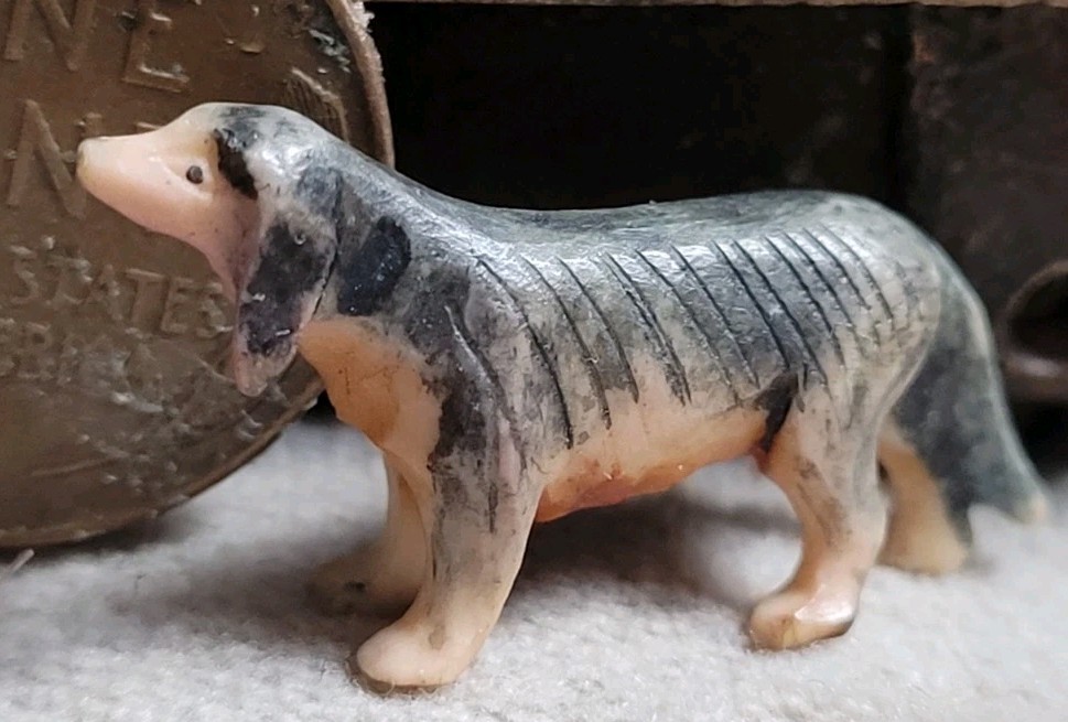 Vintage Tiny Dog Figurine Hard Plastic
