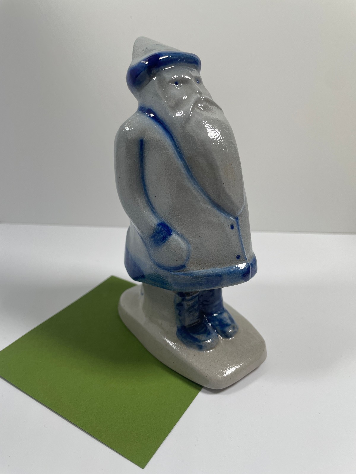 Vintage ELDRETH Salt Glazed Pottery Santa Chubby Figurine Signed 1988