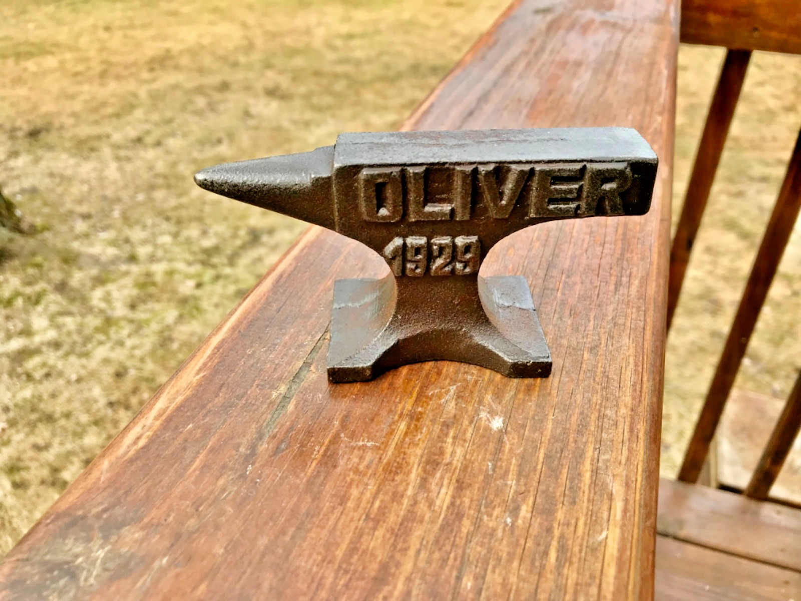 1929 Oliver Tractor Cast Iron Embossed Miniature Advertising Blacksmith Anvil