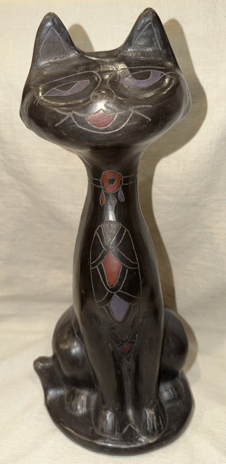 VTG Manuel Felguerez Mexican Cat Mid Century Modern Pottery Sculpture, 14” Tall