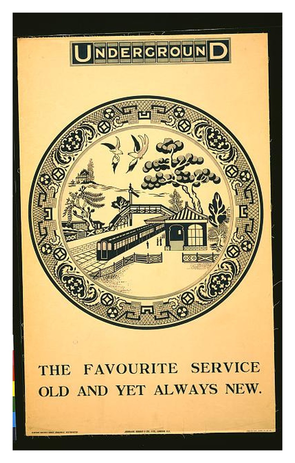 London Underground Blue Willow Plate Standard Postcard