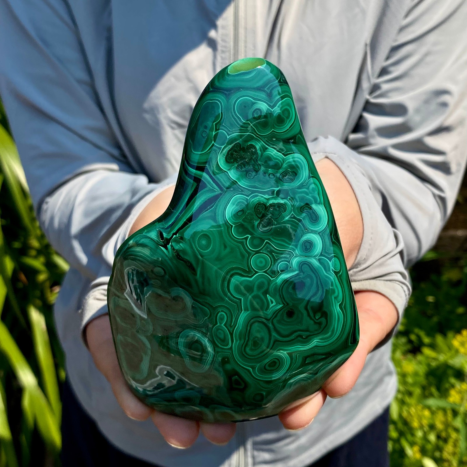 1.65LB Natural Polished Malachite Mineral freeform specimen Reiki Stone