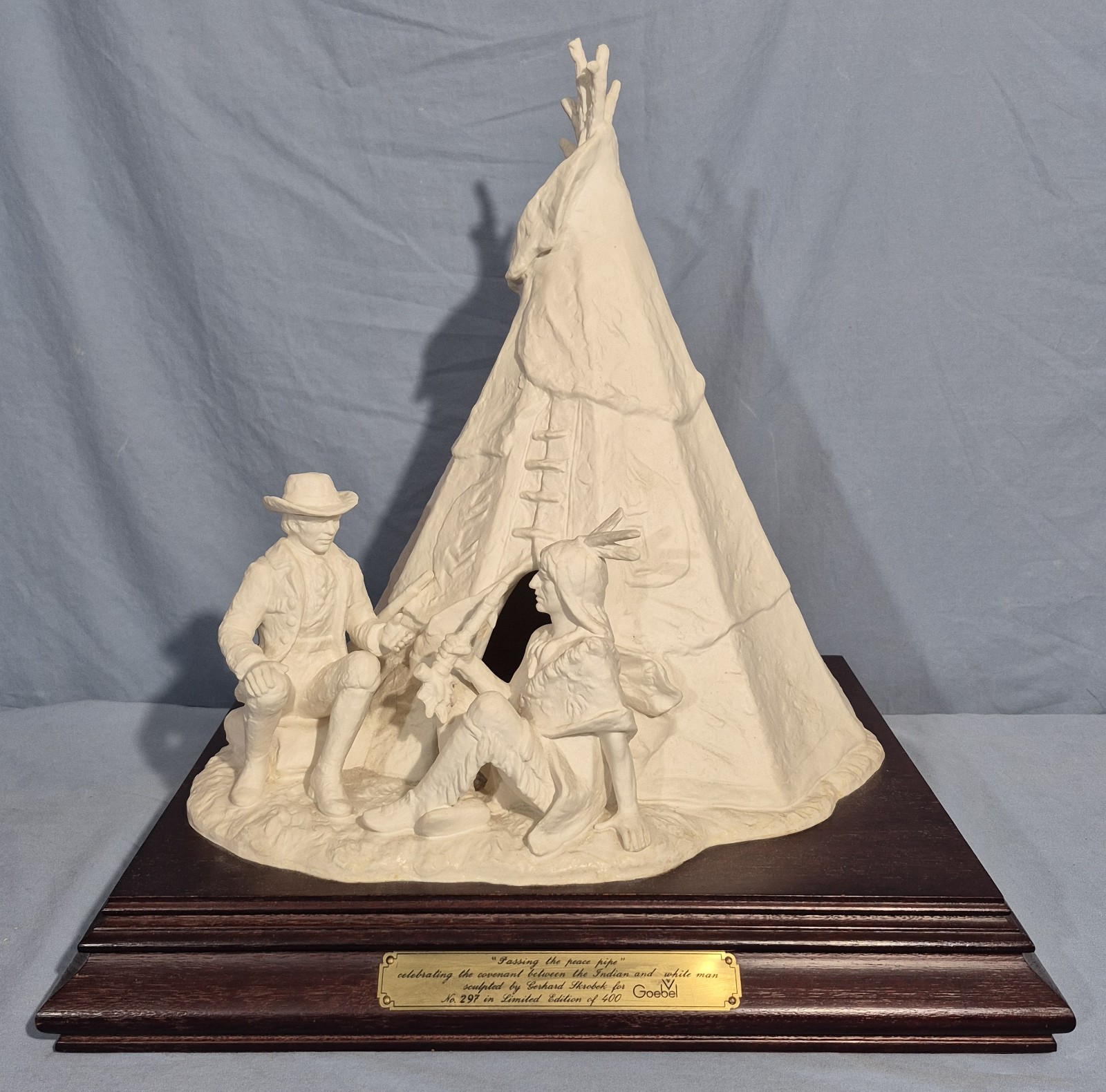 Goebel  “Passing The Peace Pipe “  Bisque Porcelain Sculpture, LE 297/400