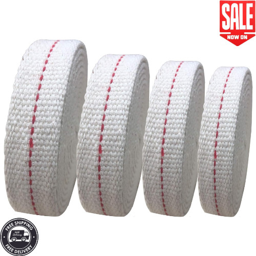4 Rolls Oil Lamp Wick 1/2, 3/4, 7/8 Inch Flat Cotton Wick 6.5 Ft/roll Red Stitch 4 Rolls Oil Lamp Wick 1/2, 3/4, 7/8 Inch Flat Cotton Wick 6.5 Ft/roll Red Stitch