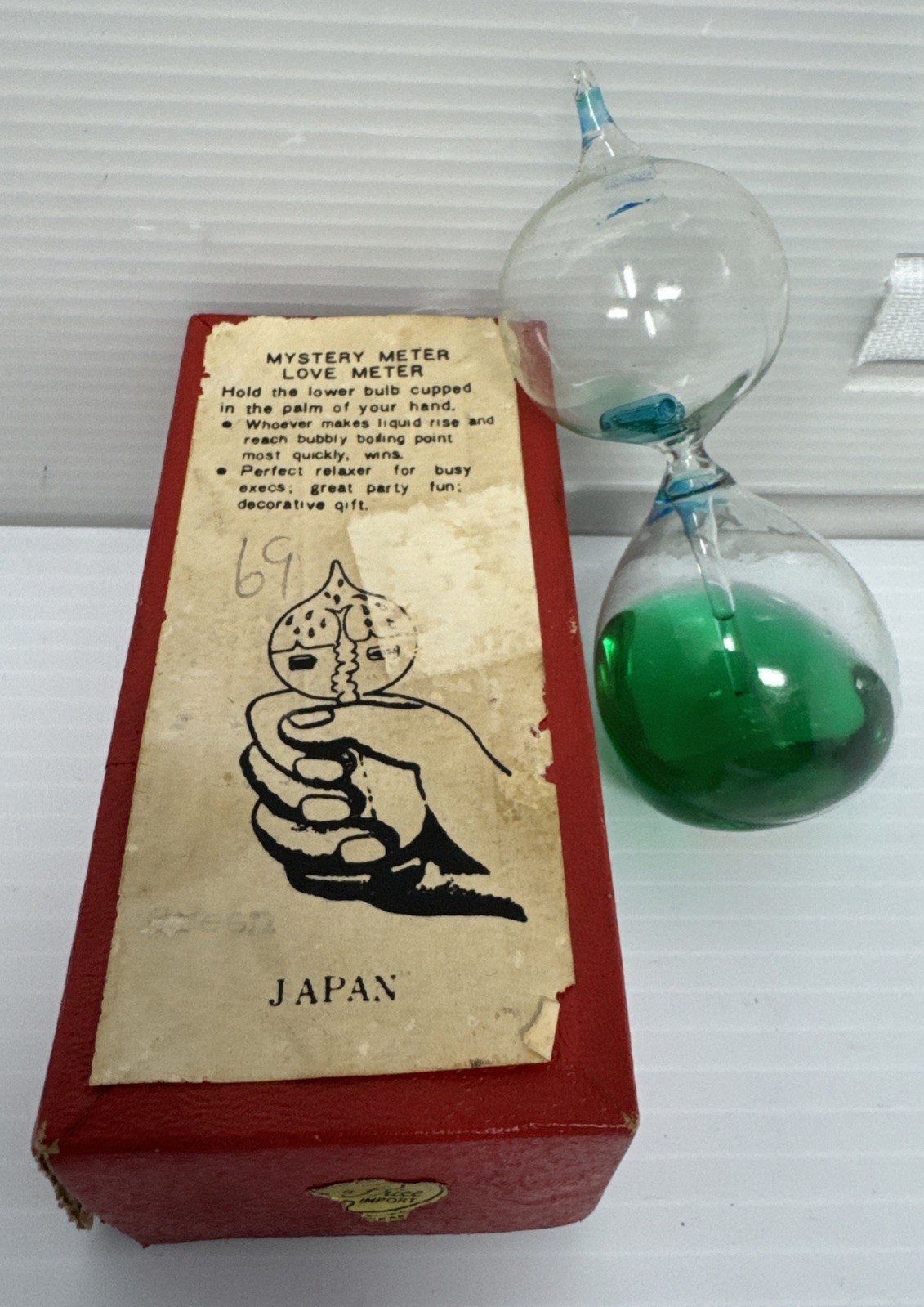 Vintage Apco Japan Mystery Meter Love Meter Game In Box Green 1970s