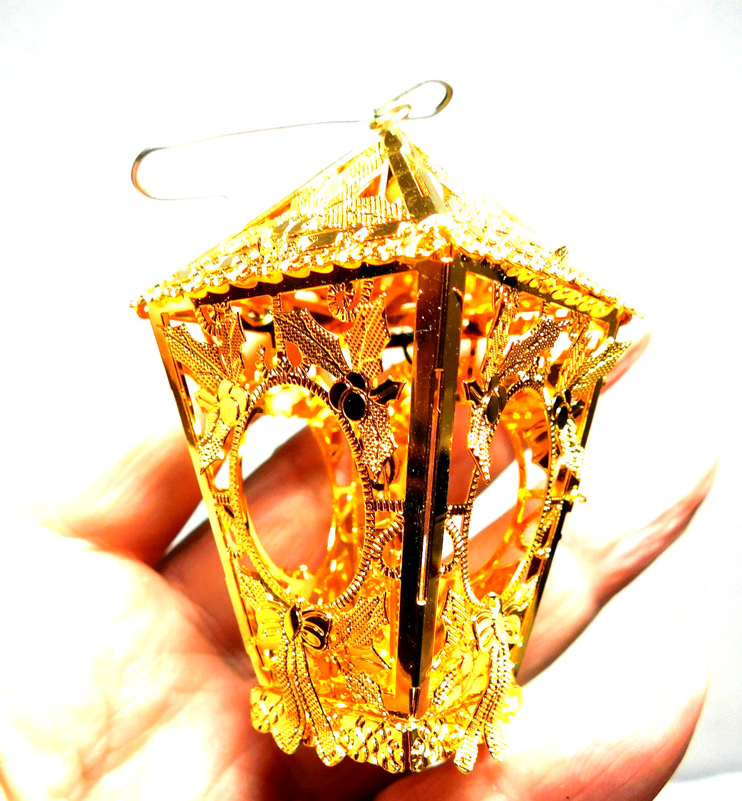 Vintage Danbury Mint Gold Plated Christmas Tree Ornaments / 2002 Lantern