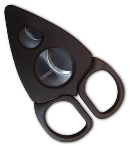 Black Credo Stainless Steel 2 Blade Special T Dual Cigar Cutter Scissor - 2400