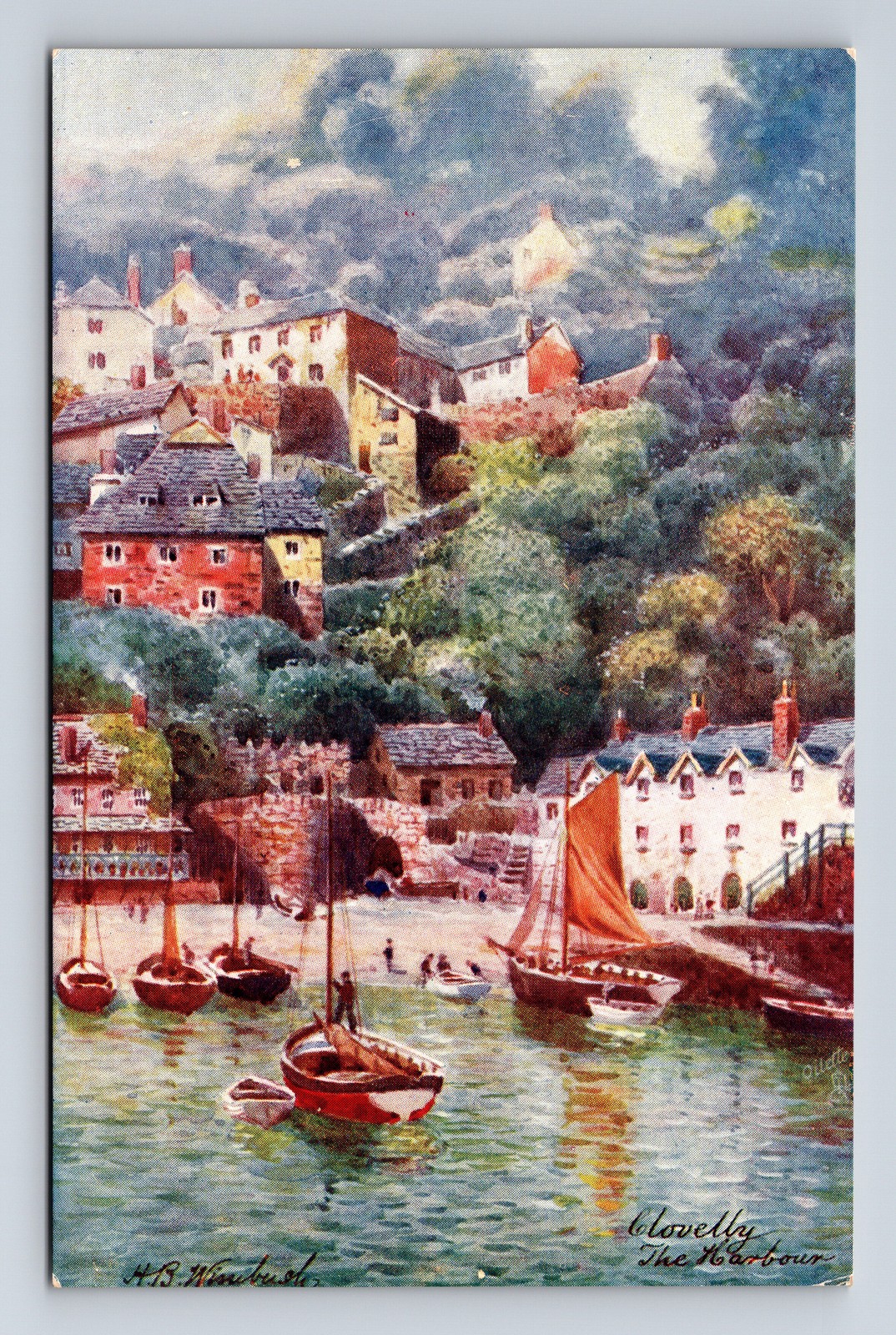 The Harbour at Clovelly Raphael Tuck\'s Oilette Clovelly Postcard